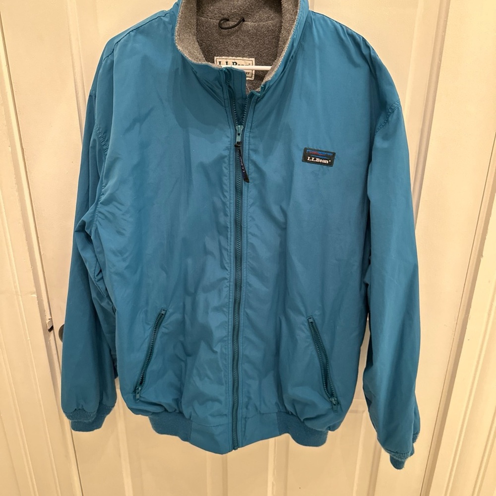 L.L. Bean Vintage Three Season Jacket Sz L Mens Tall Dad Style Grandpa Teal Gray